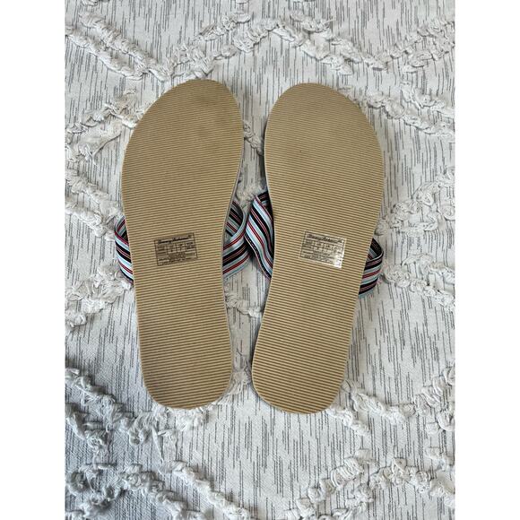 Tommy Bahama Womens Striped Logo Flip Flops - Beach Sandals Flower Charm 9 - Picture 4 of 6